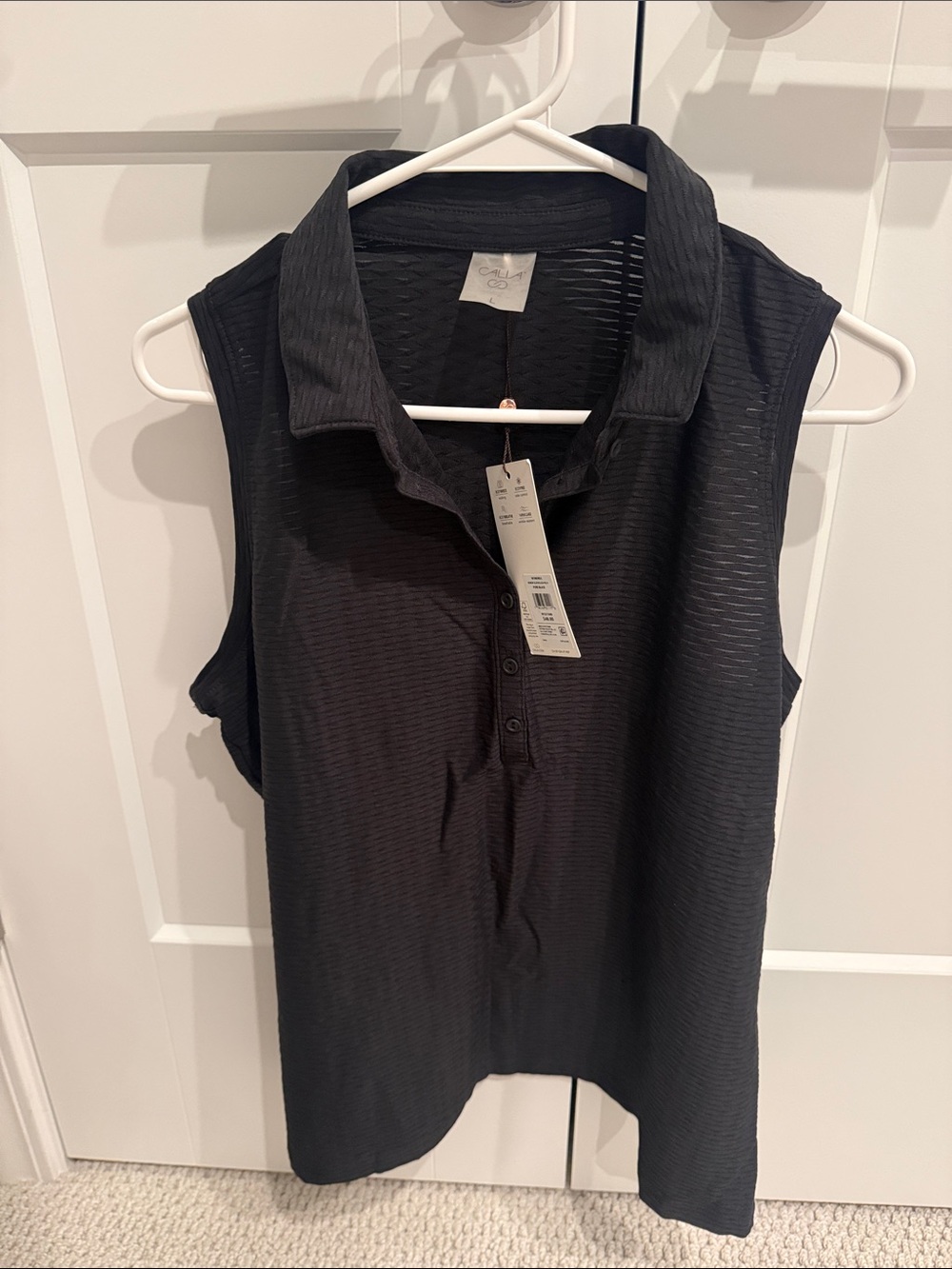 Chico's Sleeveless Polo Tank Top in Black